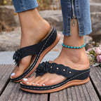 Damen Sandalen mit floralen Applikationen und gepolsterter Sohle R&B