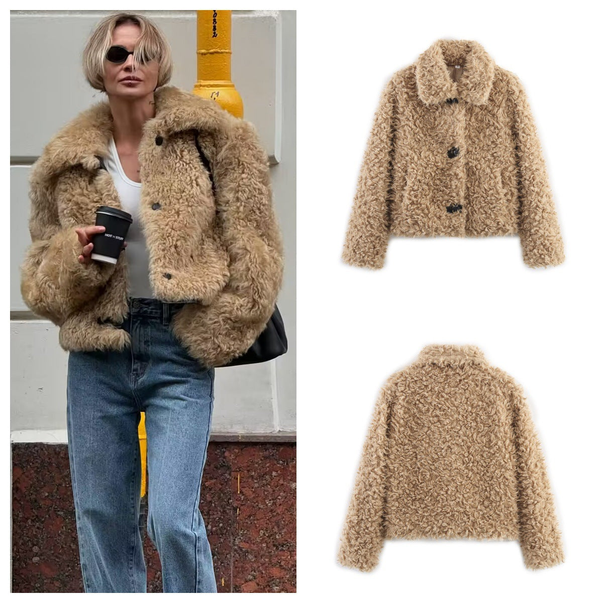 Damen kuschelige Teddyjacke R&B