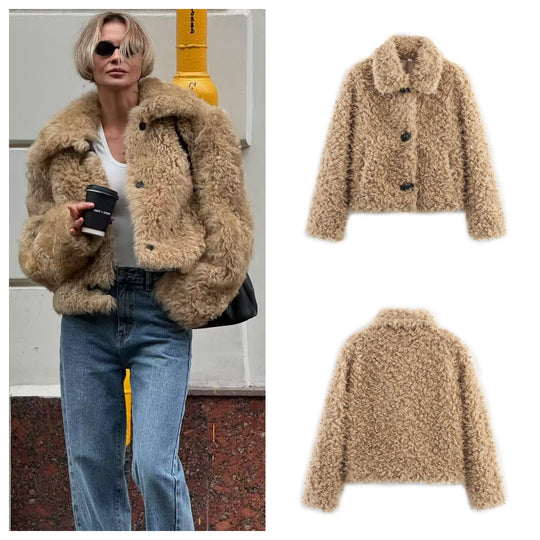 Damen kuschelige Teddyjacke R&B
