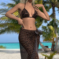 Damen Triangel-Bikini mit elegantem Leopardenmuster und passendem Wickelrock R&B