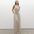 Damen Sommerliches Maxikleid mit schulterfreiem Design und eleganter Raffung R&B