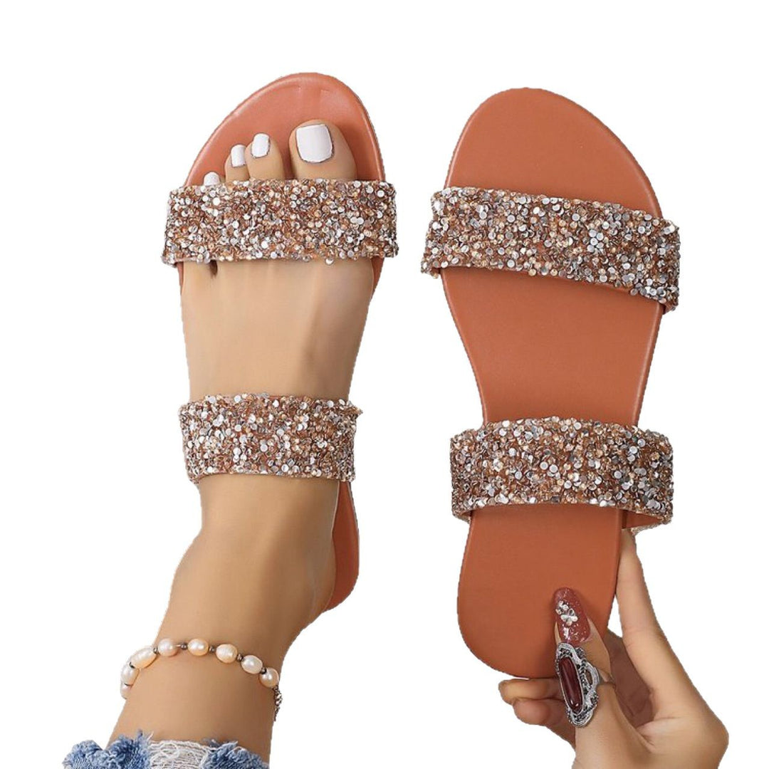 Damen modische Riemchensandalen mit Glitzerdetails R&B