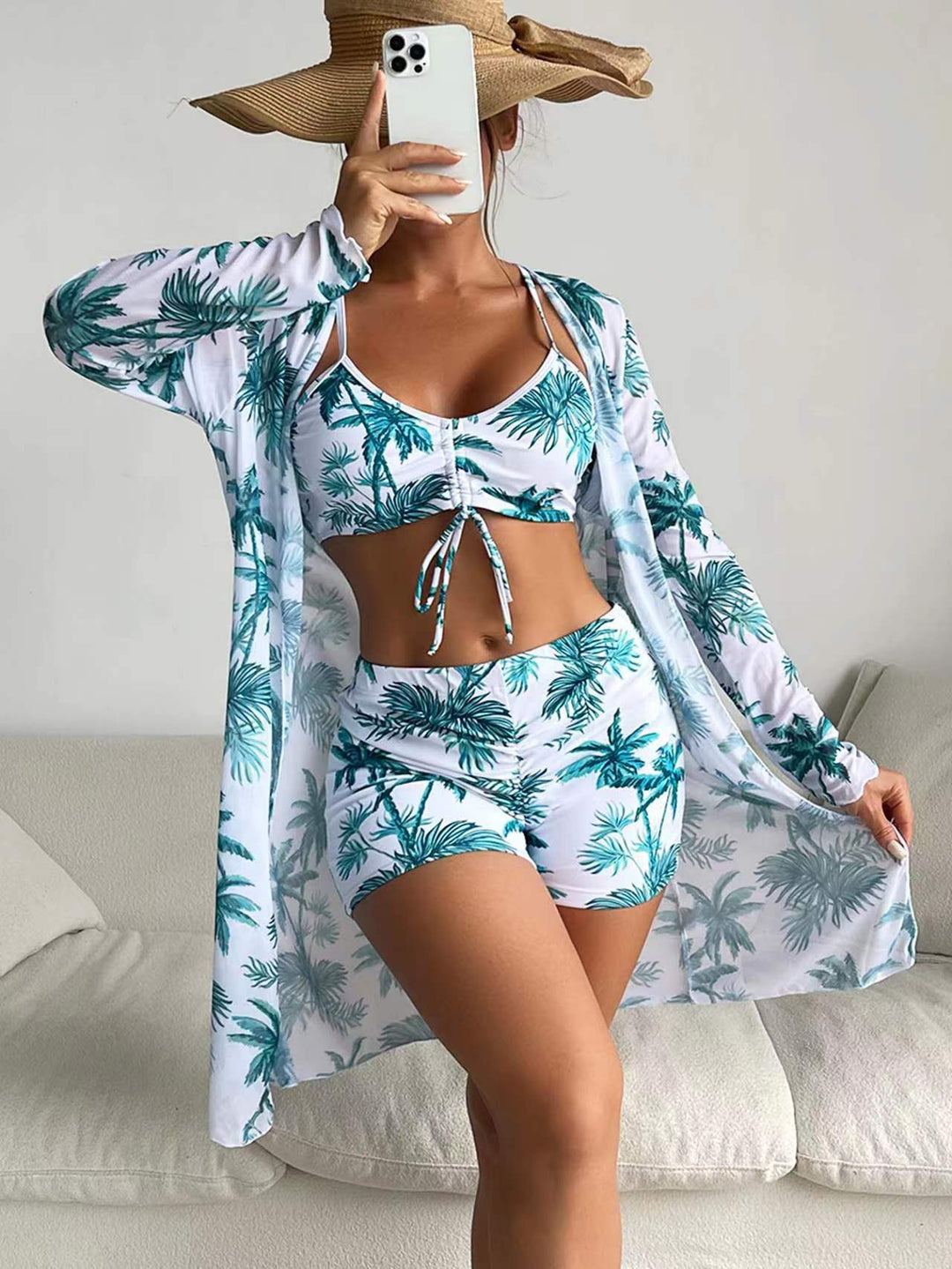 R&B | Dreiteilige Bluse mit hoher Taille und langen Ärmeln mit Kordelzug