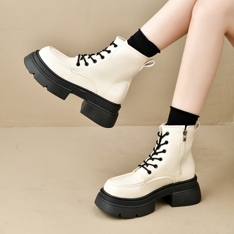 Damen Trendige Stiefeletten mit robustem Sohlenprofil und modischer Schnürung R&B