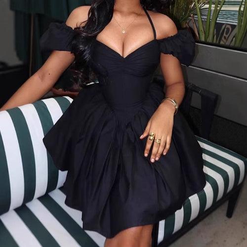 Damen Off-Shoulder Cocktailkleid mit Rüschendetails R&B
