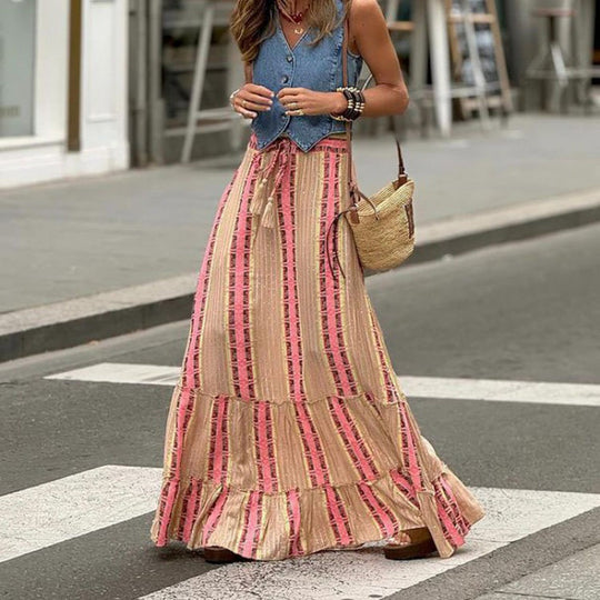 Damen Maxikleid mit fröhlichem Muster R&B