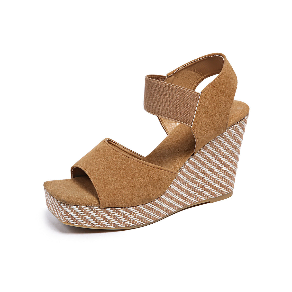Damen Wedge-Sandalen mit elastischem Riemen und trendiger Struktur