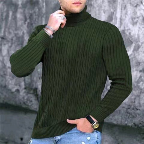 Herren Strickpullover mit modernem Rippmuster und hohem Kragen R&B
