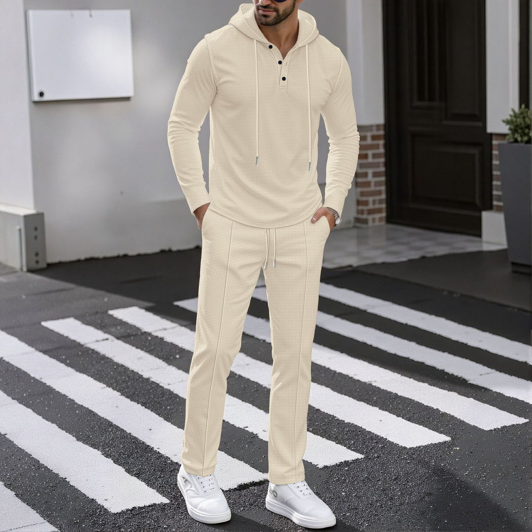 Herren Sportliches Zweiteiler Set mit atmungsaktivem Kapuzenoberteil und schlanker Jogginghose R&B