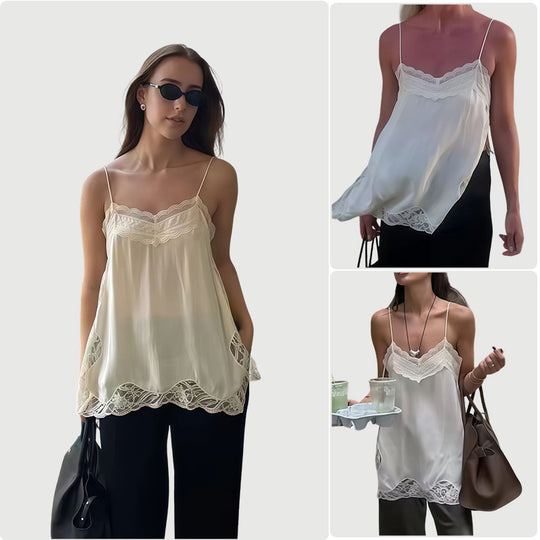 Damen elegantes Spitzentop mit feinen Trägern R&B