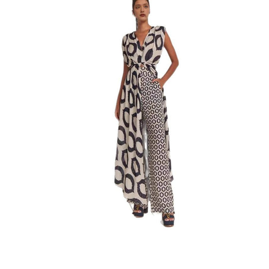 Damen Maxikleid mit modernem Kreismuster von R&B