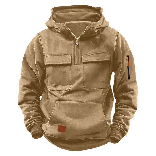 Herren funktionale Kapuzenjacke mit Reißverschluss und praktischen Taschen R&B
