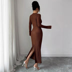 Damen nan tailliertes Wickelkleid mit V-Ausschnitt, strukturierter Knitteroptik und dekorativer Gürtelschließe R&B