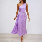 Damen Plissiertes Maxikleid mit asymmetrischem Schnitt und eleganter Drapierung R&B