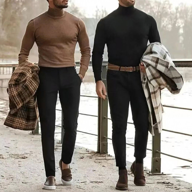 Herren Rollkragenpullover aus weichem Stretchmaterial R&B