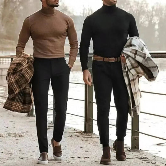 Herren Rollkragenpullover aus weichem Stretchmaterial R&B
