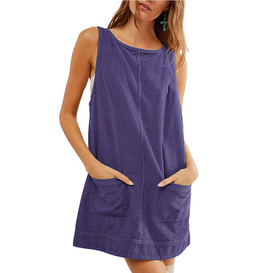 Damen lässiges Jerseykleid mit Taschen und Rundhalsausschnitt R&B
