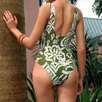 Damen Eleganter Einteiler Badeanzug mit kreativem Wickeldesign R&B