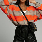 Damen Strickjacke mit tiefem V-Ausschnitt und angeschnittenen Ärmeln R&B