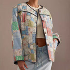 Damen Gestepptes Patchwork-Bomberjacke R&B