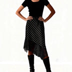 Damen Satinrock mit Spitze und asymmetrischem Saum R&B