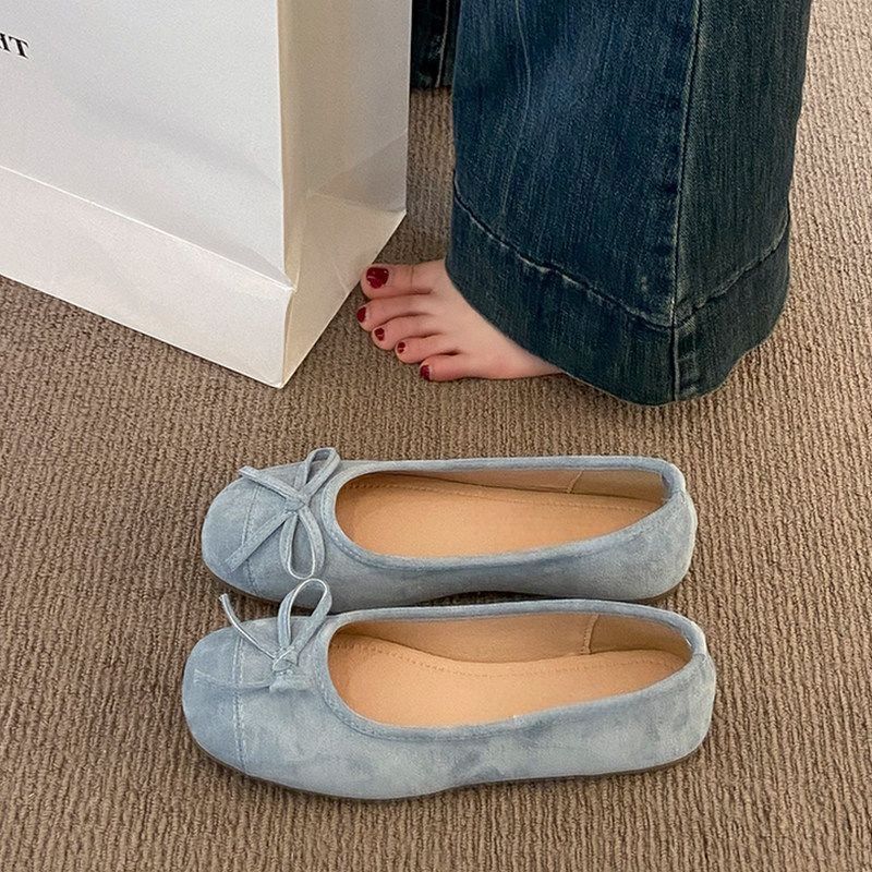 Damen flache Ballerinas mit glänzender Oberfläche und dekorativem Schleifenelement R&B