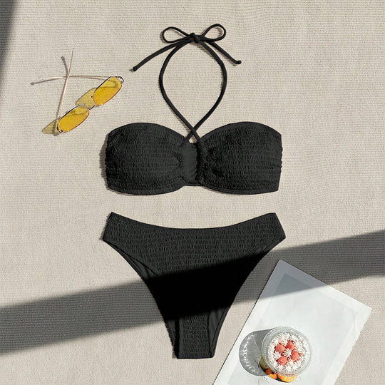 Damen Bustier-Bikini-Set mit elastischem Rüschendesign R&B