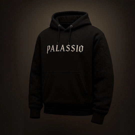 Unisex nan Premium-Hoodie mit tonaler Reliefstickerei an den Ärmeln, doppelter Kapuze und Kängurutasche R&B