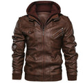Herren Bikerjacke im Vintage-Look mit abnehmbarer Kapuze und vielseitigen Taschen R&B