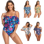 Damen Einteiliger Badeanzug mit Rüschendetails und floralem Muster R&B