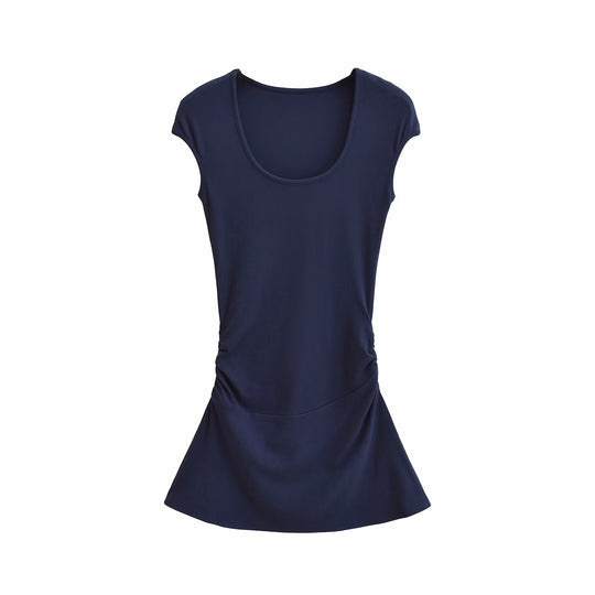 Damen elegantes Jersey-Kleid mit Raffung R&B