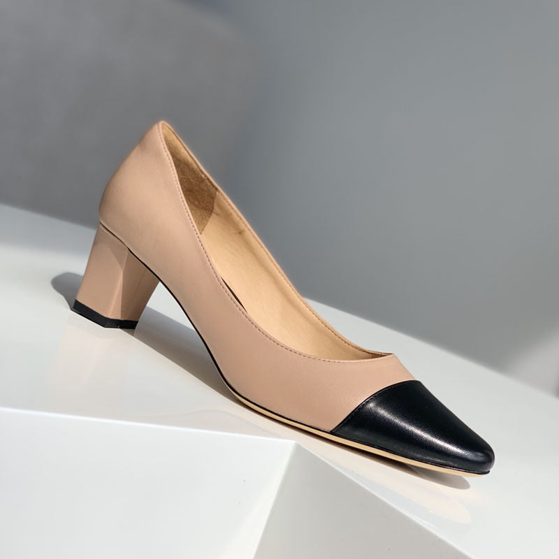 Damen Pumps mit elegantem Blockabsatz und kontrastierender Spitze R&B
