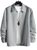 Herren nan strukturierte Shirtjacke im Patchwork-Relief mit Hemdkragen R&B