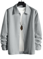 Herren nan strukturierte Shirtjacke im Patchwork-Relief mit Hemdkragen R&B