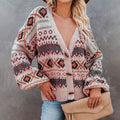 Damen Strickjacke mit folkloristischem Muster und lässigem Schnitt R&B
