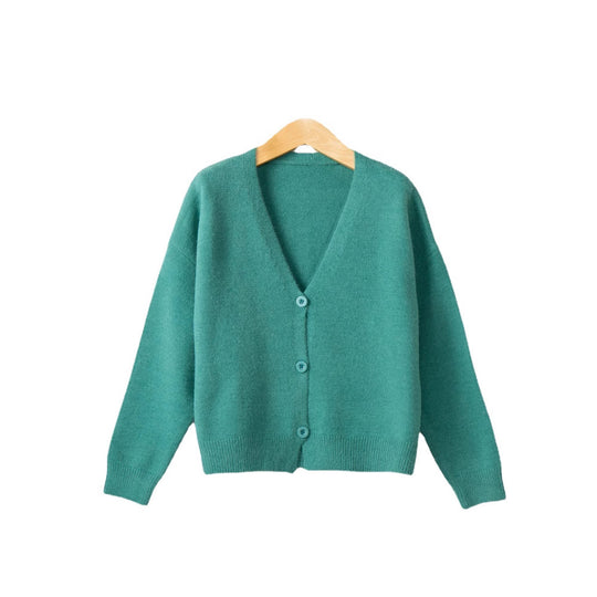 Damen Strickjacke mit V-Ausschnitt und Knopfdetails R&B