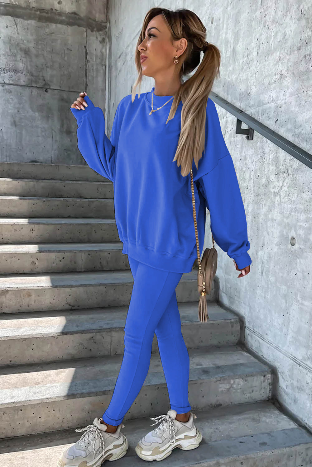 Damen Oversized Sweatshirt mit weitem Schnitt und strukturierten Ärmeln R&B