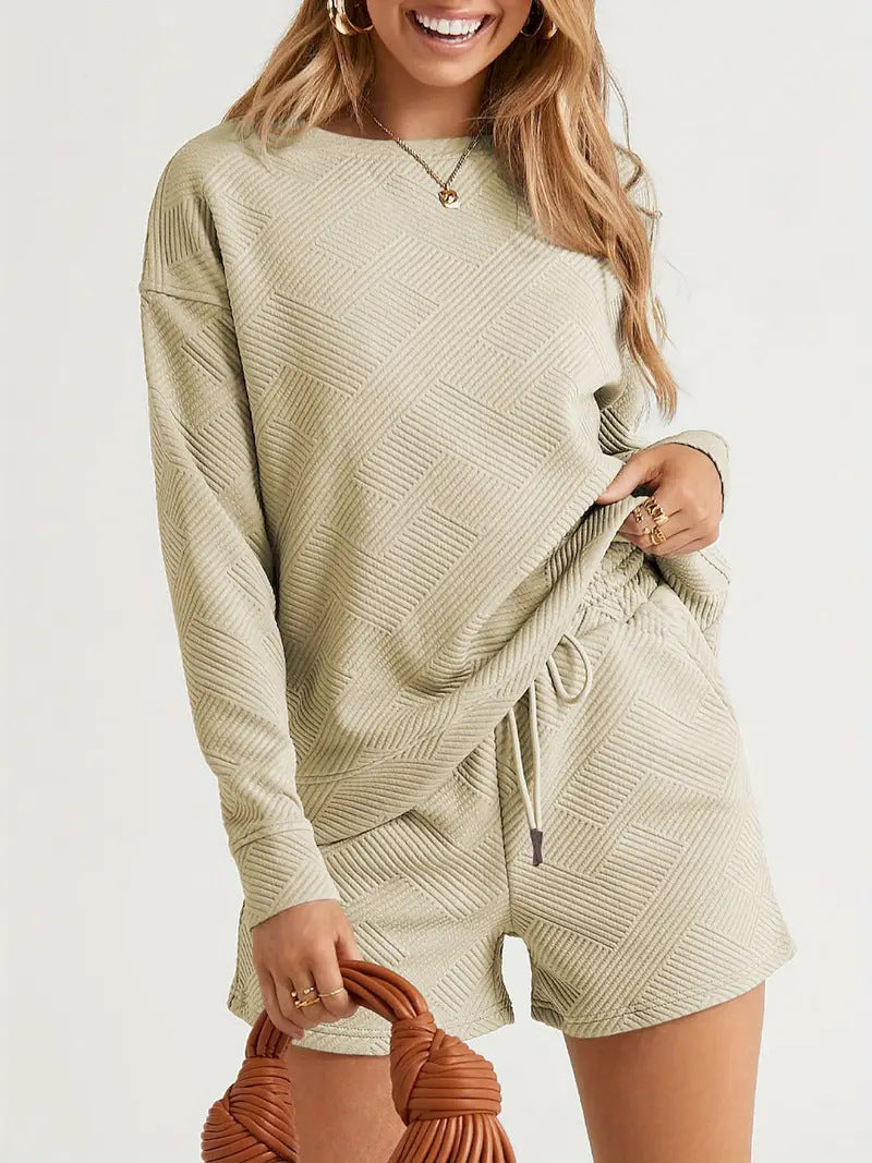 Damen Casual Sweatshirt und Shorts Set R&B