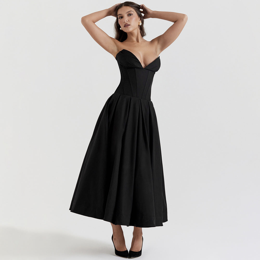 Damen Elegantes und figurbetontes Abendkleid mit tiefem Ausschnitt R&B