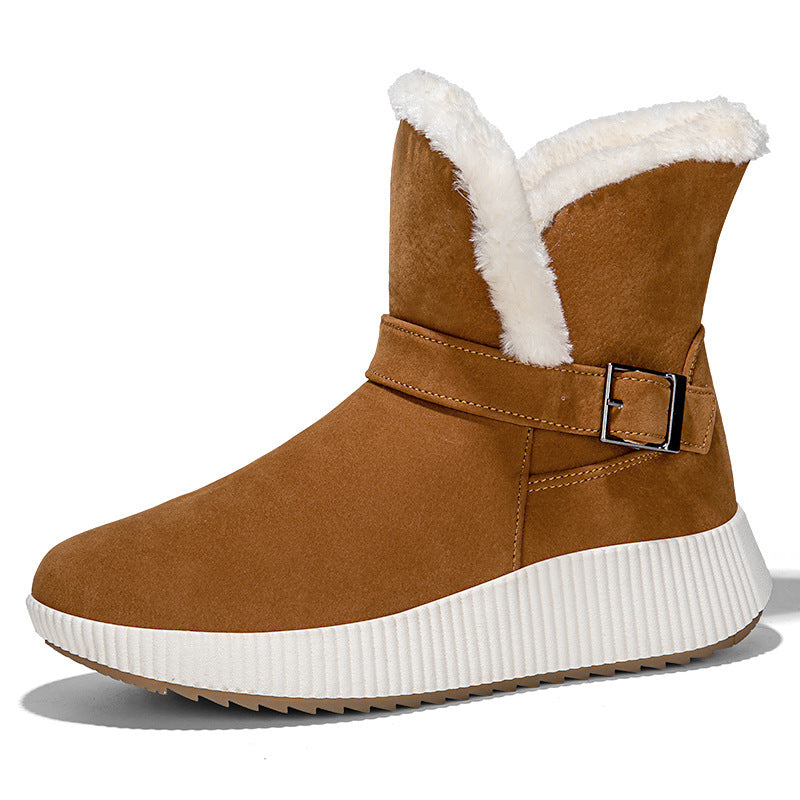 Damen gefütterte Winterstiefel mit modischer Schnallenapplikation und rutschfester Sohle R&B