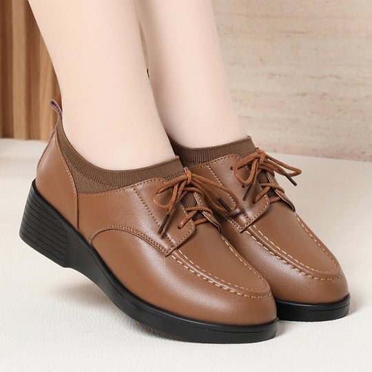 Damen Komfortable Schnürschuhe mit elegantem Blockabsatz und atmungsaktiver Oberflächenstruktur R&B