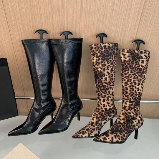 Damen elegante Overknee-Stiefel aus hochwertigem mit spitzem Absatz R&B