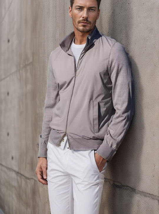 Herren stylische Freizeitjacke mit hohem Kragen und praktischen Taschen R&B