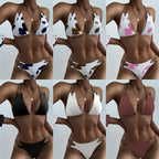 Damen Triangel-Bikini mit kreativem Kettenakzent und Rippstruktur R&B