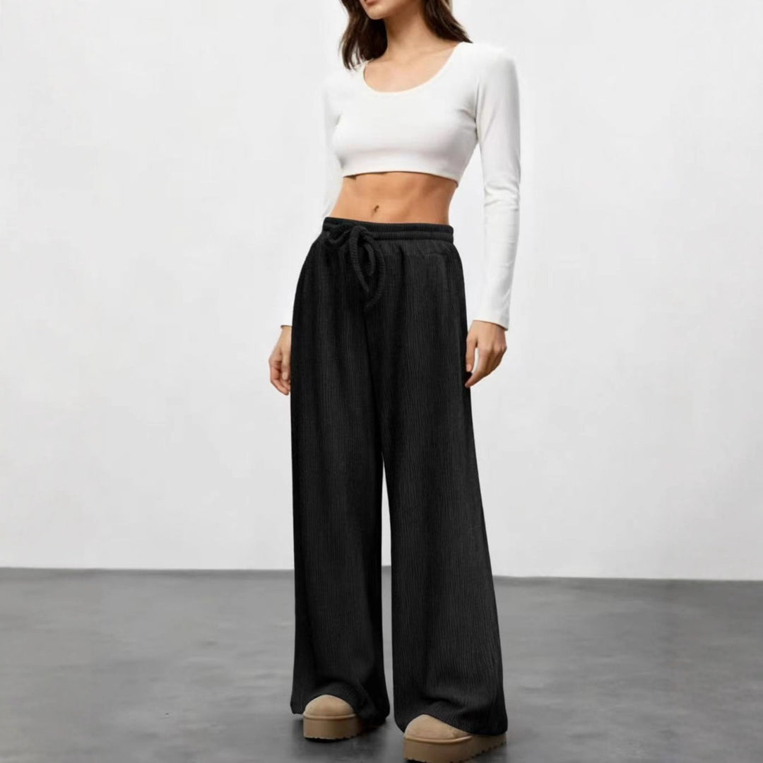 Damen Weit geschnittene Strickhose mit elastischem Bund R&B