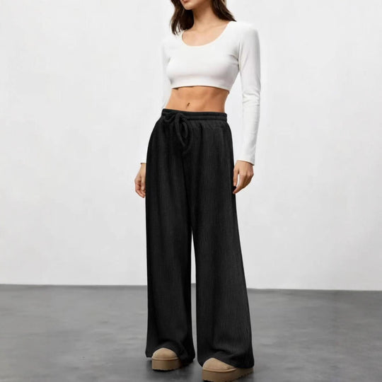 Damen Weit geschnittene Strickhose mit elastischem Bund R&B