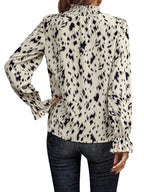 Damen Modische Bluse mit Rüschensaum und Animal-Print R&B