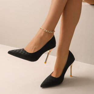 Damen spitze Stiletto-Pumps mit funkelndem Goldabsatz R&B