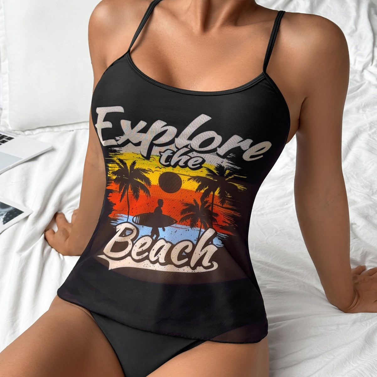 Damen Sportliches Tankini-Set mit trendigem Druck R&B