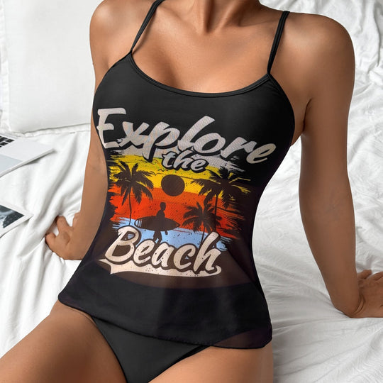 Damen Sportliches Tankini-Set mit trendigem Druck R&B